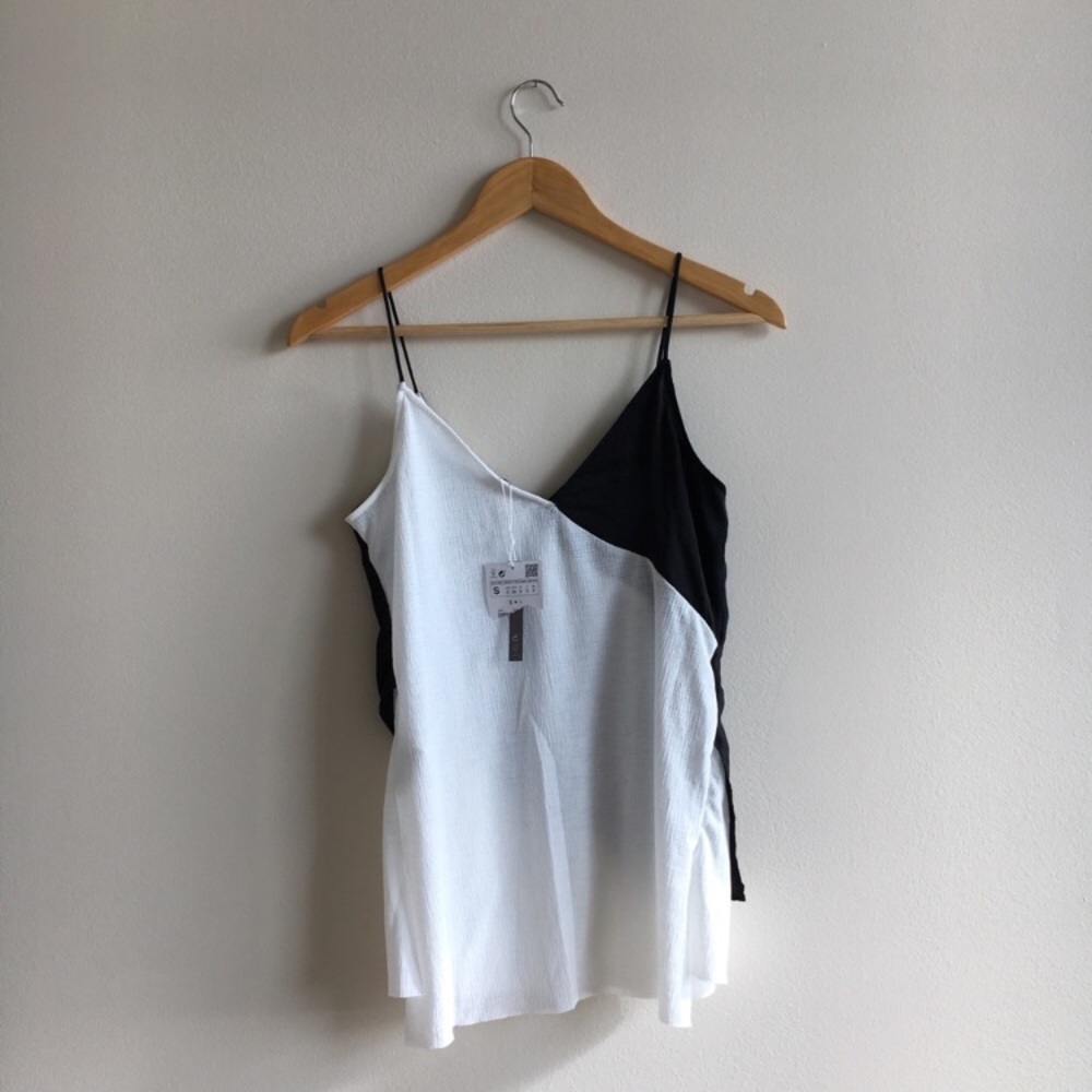 NWT Zara Black and White Soft Tank Top - Picture 4 of 4